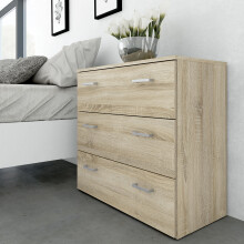Chest of Drawers 3 Drawer Storage Unit Cabinet Dresser Commode Oak
