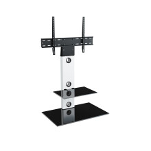 King Cantilever TV Stand with Brackets, White, Rectangle Base, TVs up to 60"
