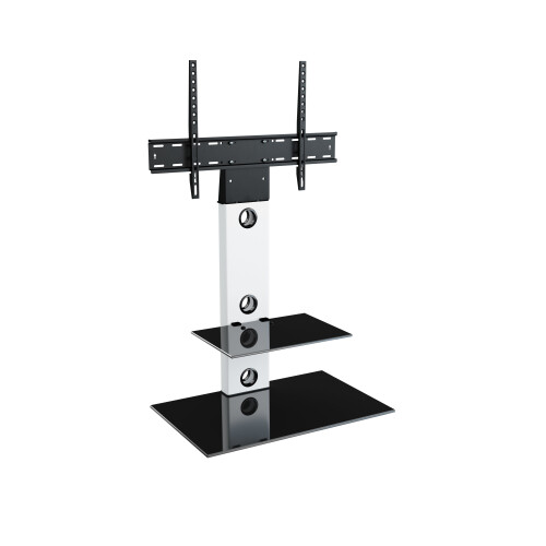 King Cantilever TV Stand with Brackets, White, Rectangle Base, TVs up to 60"