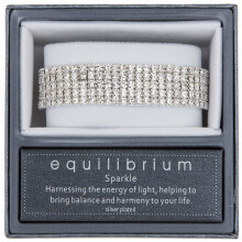 Silver Plated Diamante Five Row Stretch Bracelet
