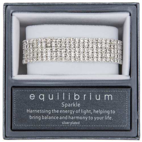 Silver Plated Diamante Five Row Stretch Bracelet