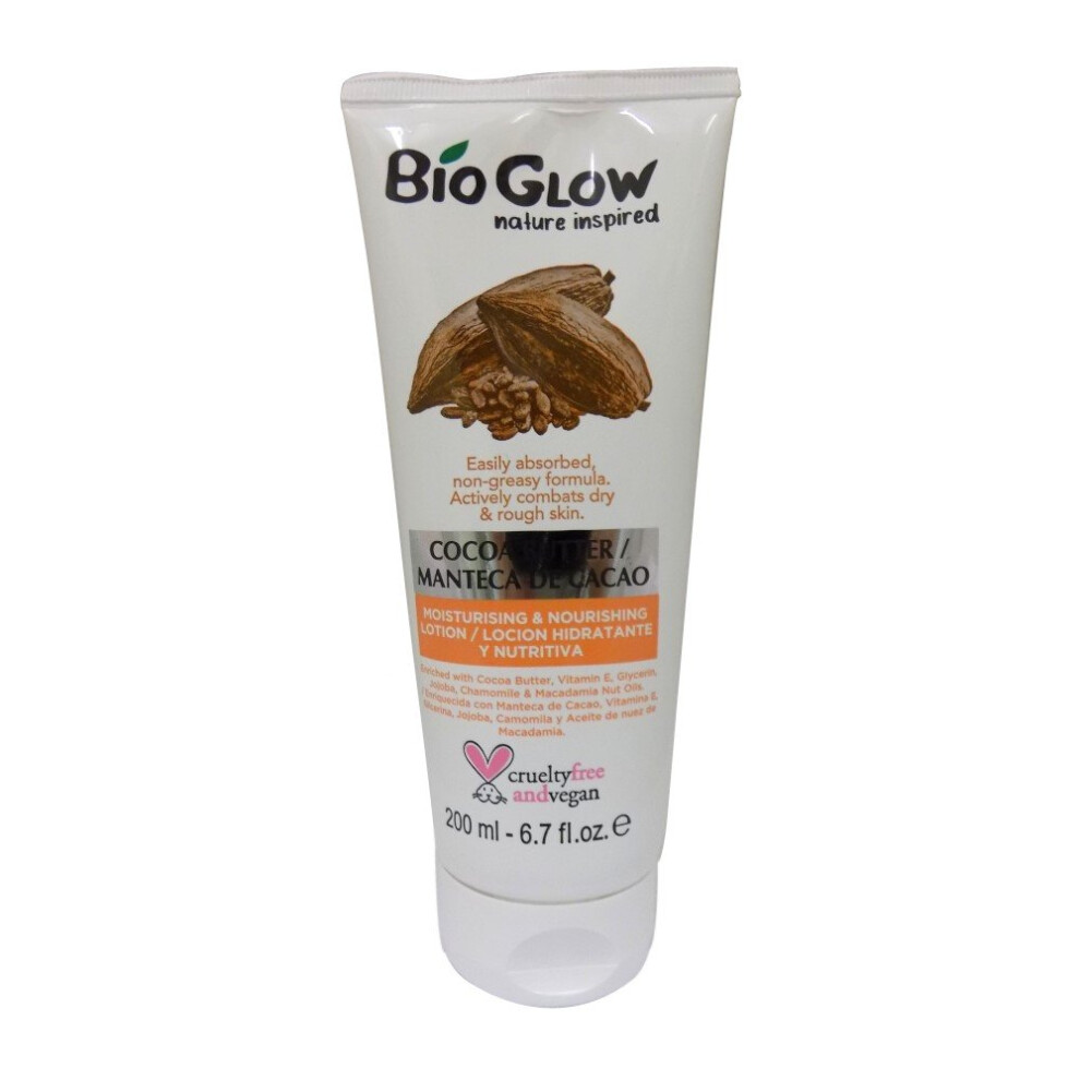 Bio Glow Cocoa Butter Moisturising and Nourishing Lotion, Nature Inspired