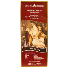 Surya Brasil, Henna-Creme, Hochleistungsgesundheitliche Haarfarbe für graue Abdeckung, Dark Brown, 2,37 fl oz (70 ml)