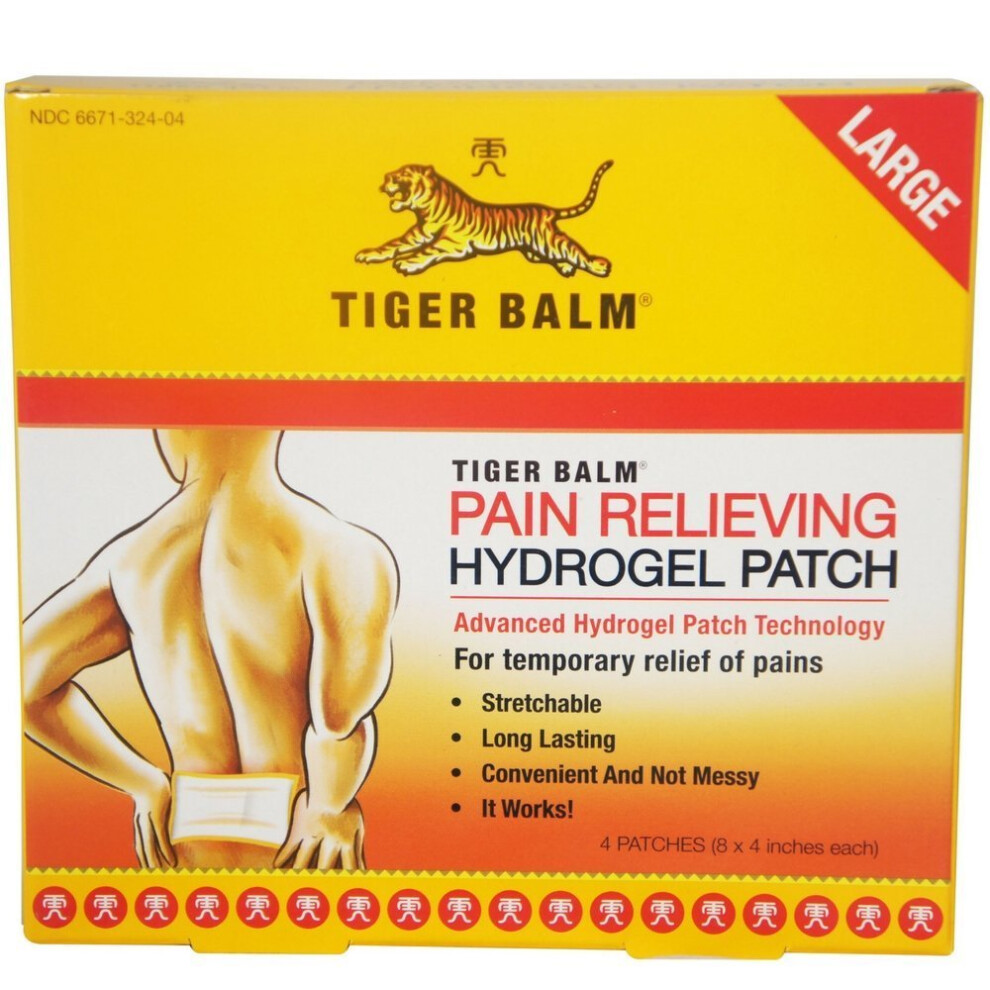 Tiger Balm, Pain Relieving Patch, Large, 4 Patches (8 x 4 in. Each)