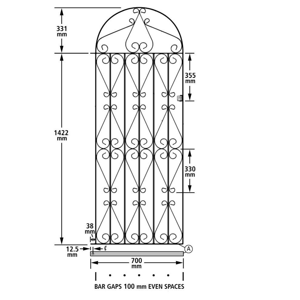(762mm GAP X 1753mm High Galvanised) Regent Scroll Tall Garden Gates galvanised metal