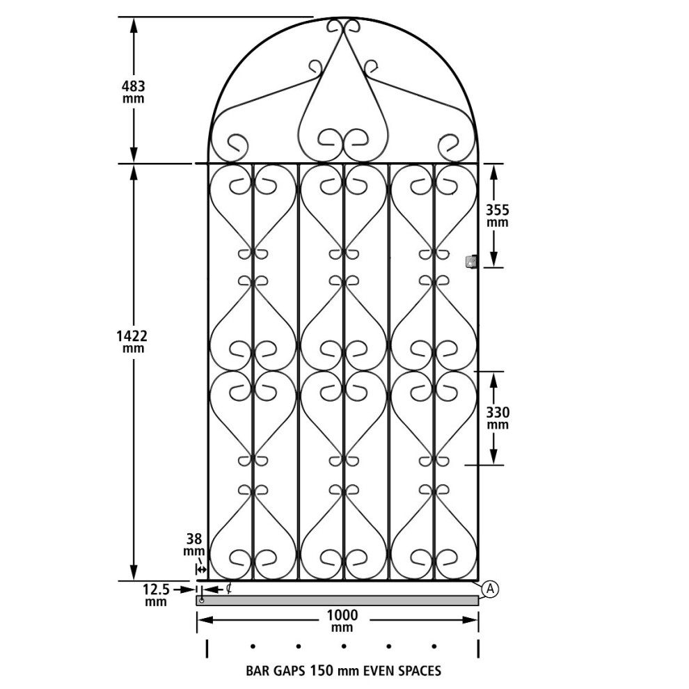 (1067mm GAP X 1905mm High Galvanised) Regent Scroll Tall Garden Gates Galvanised Metal