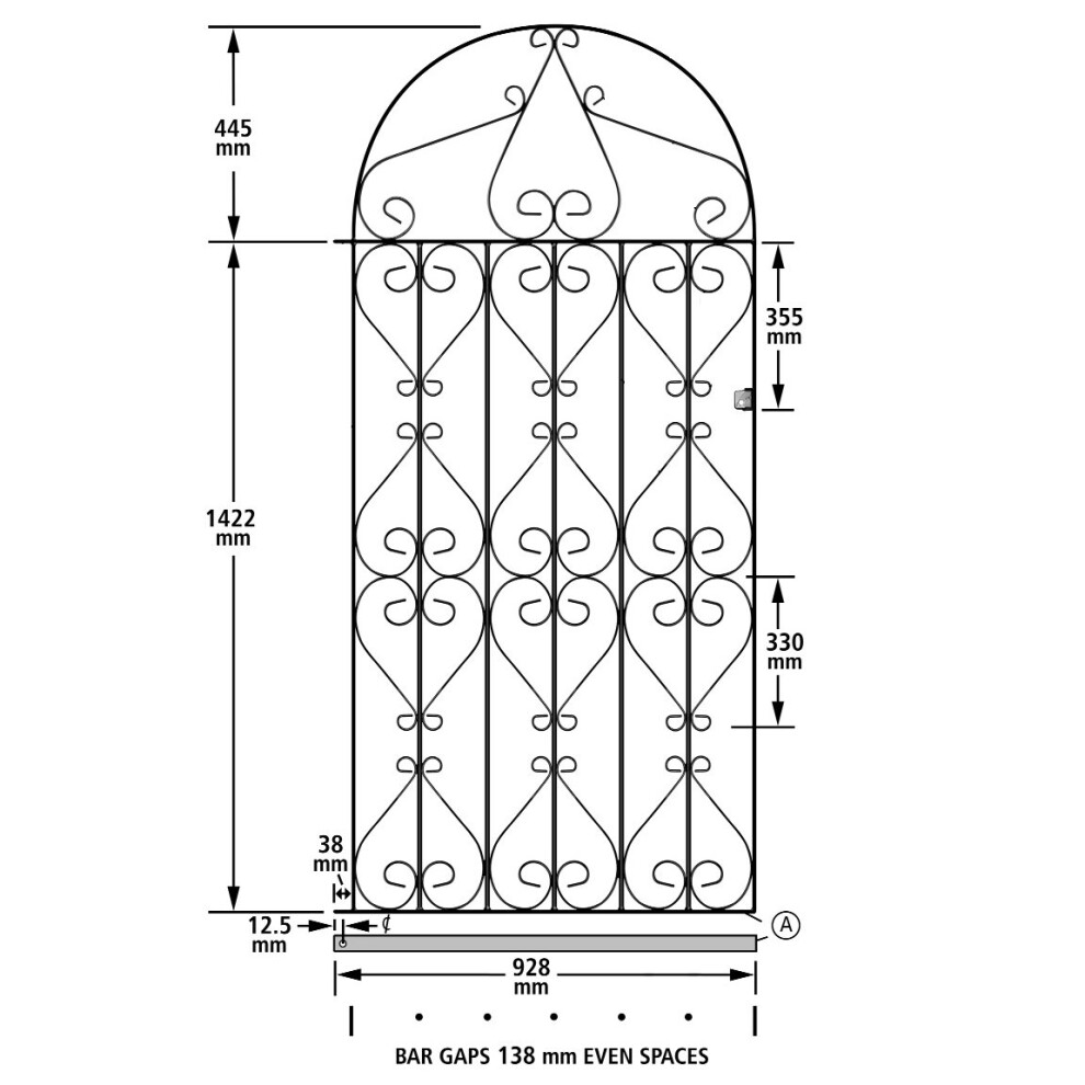 (991mm GAP X 1867mm High Galvanised) Regent Scroll Tall Garden Gates galvanised metal