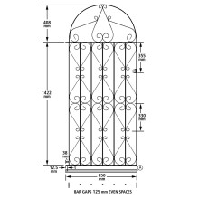 (914mm GAP X 1830mm High Galvanised) Regent Scroll Tall Garden Gates galvanised metal