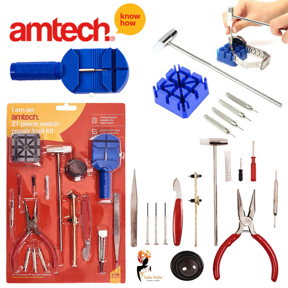 Watchmakers Watch Repair Tool Kit 21 Pcs Link Pins screw drivers (Amtech)