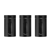 Black Enamel On Steel Storage Jars - Set Of 3