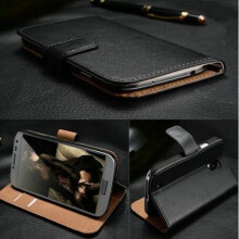 (Samsung Galaxy S5 Mini) Luxury Genuine Real Leather Case Wallet Cover For Samsung Galaxy S2 to S6 Edge Plus