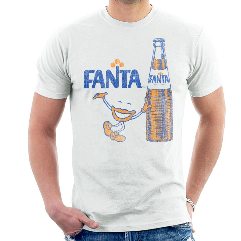 (Medium, White) Fanta 1970s Retro Bottle Men's T-Shirt