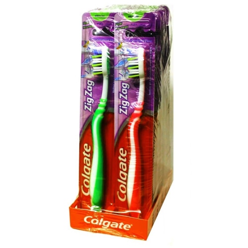 Colgate COLGATE ZIG ZAG TOOTHBRUSHES 12 PCS DEEP INTER DENTAL CLEANING MEDIUM BRISTLES
