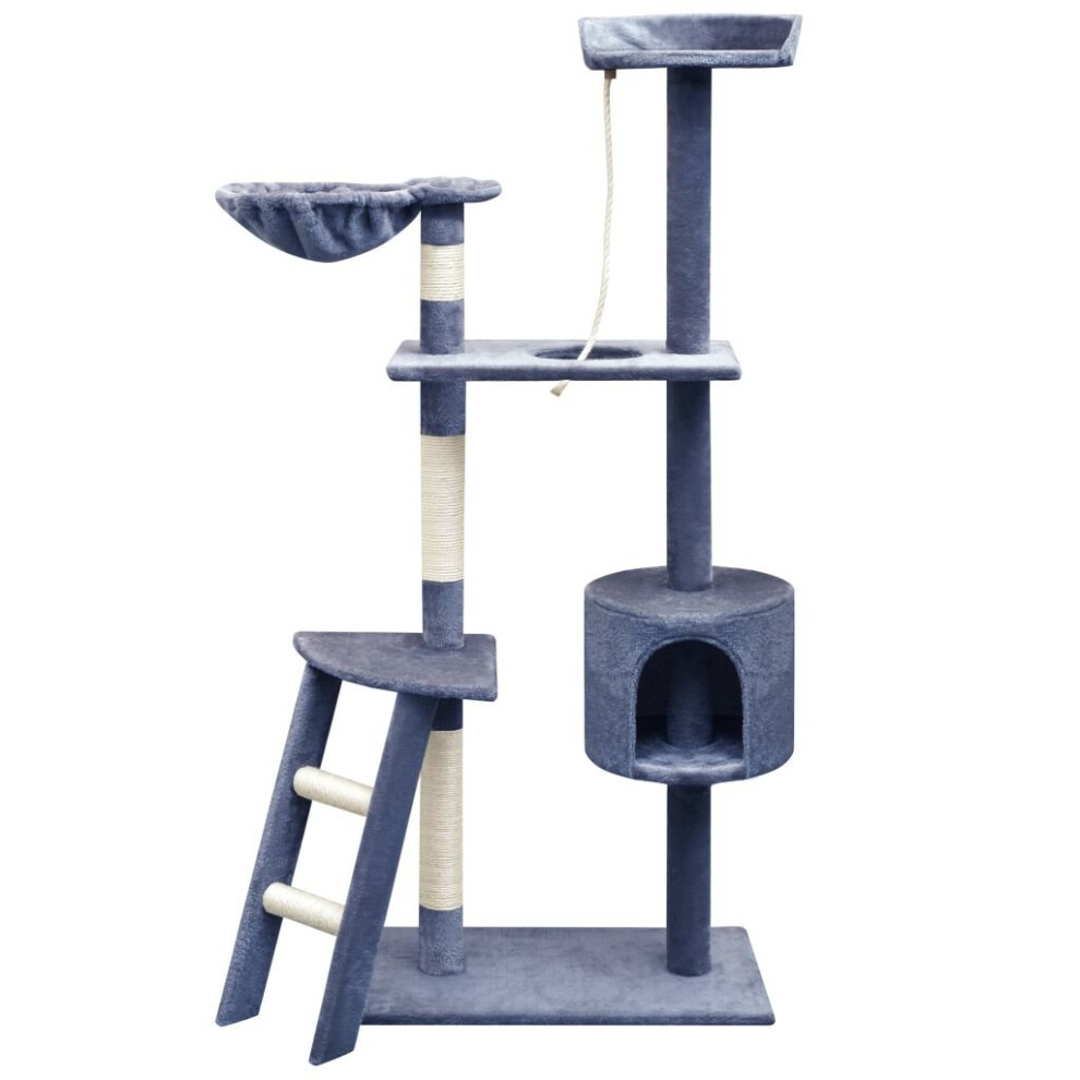 vidaXL Cat Tree with Sisal Scratching Posts 150 cm Dark Blue Play Tower House