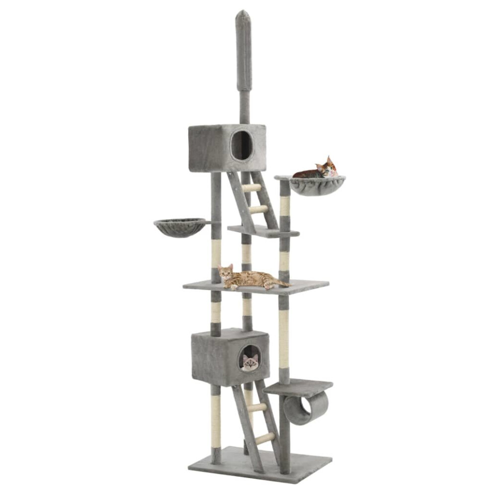 vidaXL Cat Tree with Sisal Scratching Posts 230-260cm Grey Kitty Play Centre