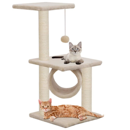 VidaXL vidaXL 65cm Beige Cat Tree with Sisal Scratching Posts 1