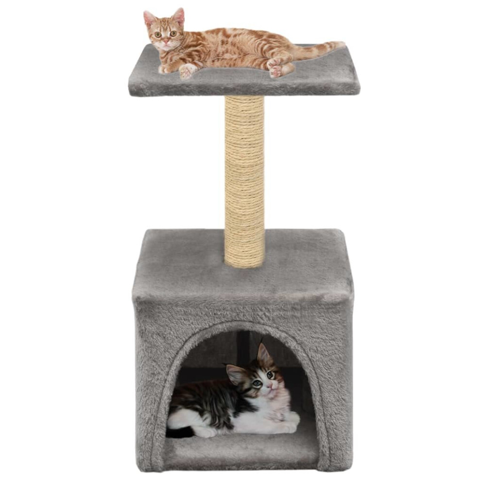 vidaXL Cat Tree with Sisal Scratching Post 55cm Grey Kitten Playhouse Tower