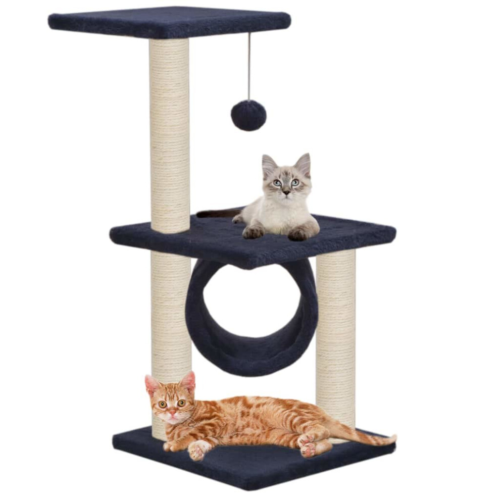 vidaXL Cat Tree with Sisal Scratching Posts 65cm Dark Blue Kitten Play Centre