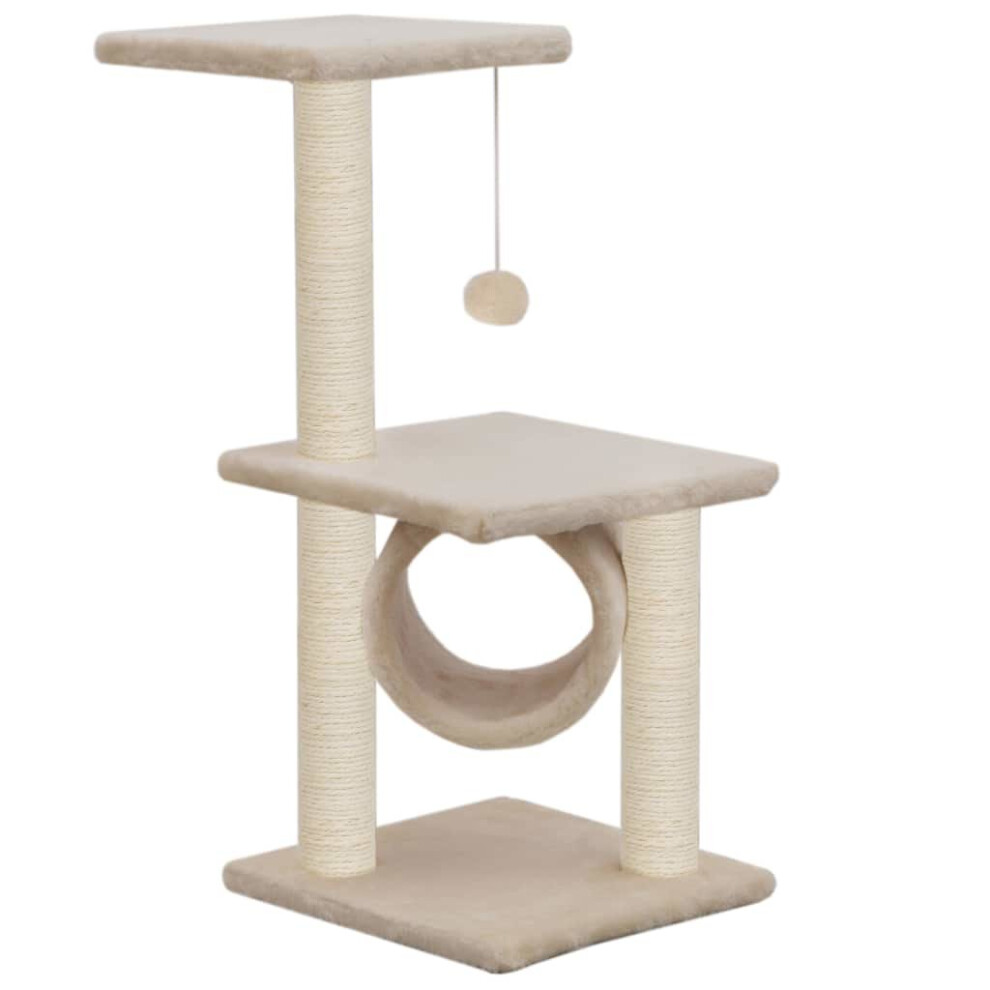 vidaXL 65cm Beige Cat Tree with Sisal Scratching Posts