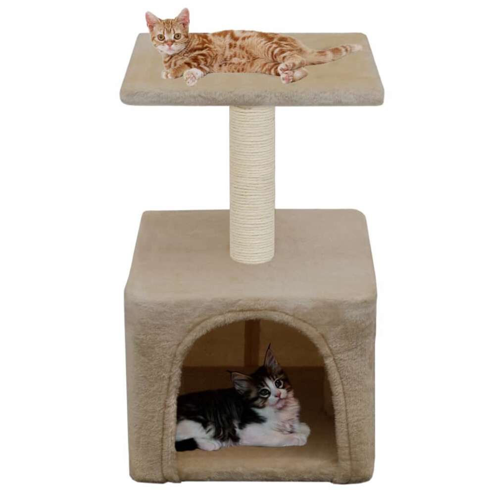 vidaXL Cat Tree with Sisal Scratching Post 55cm Beige Kitten Playhouse Tower