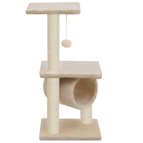 VidaXL vidaXL 65cm Beige Cat Tree with Sisal Scratching Posts 2