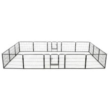 vidaXL Dog Playpen 16 Panels Steel 60x80cm Black Folding Enclosure Run Cage