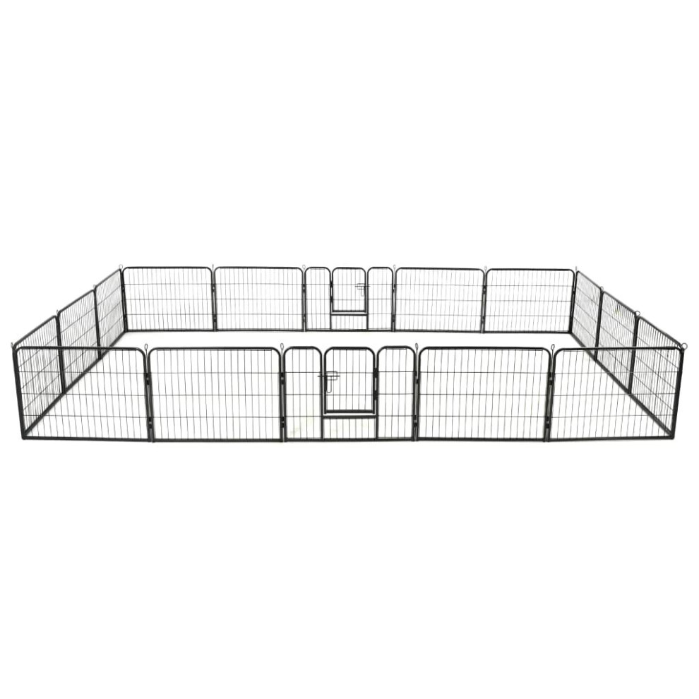 Vidaxl Dog Playpen 16 Panels Steel 60X80cm Black Folding Enclosure Run Cage