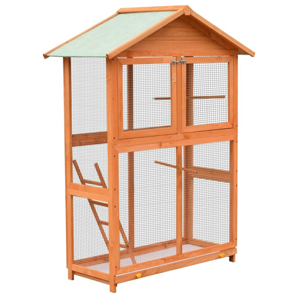 vidaXL Solid Pine & Fir Wood Bird Cage 125.5x59.5x164 cm Aviary House Habitat