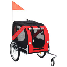 vidaXL Pet Bike Trailer Dog Carrier Stroller Dog Bicycle Trailer Red and Black
