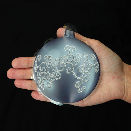 (Silver) Bauble Window Clings with Glitter Pattern & String 1