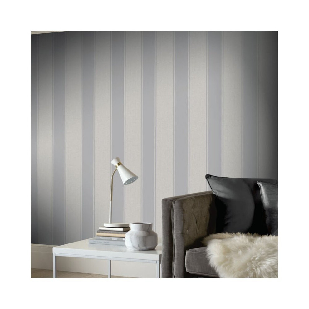 Metallic Textured Large Stripes Vinyl Contemporary Wallpaper 906609