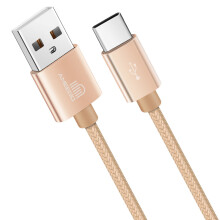 (1 metre, Gold) Heavy Duty Braided Fast Charge USB-C Type C Data Charger Charging Cable 1m 2m 3m - 10 Colours