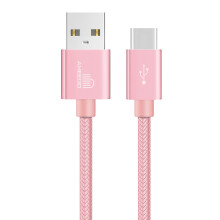 (1 metre, Rose Gold) Heavy Duty Braided Fast Charge USB-C Type C Data Charger Charging Cable 1m 2m 3m - 10 Colours