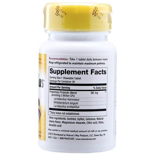 Nature's Way, Primadophilus, Kids, Leeftijd 2-12, Kers, 3 Miljard CFU, 30 Eetbare Tablets 2