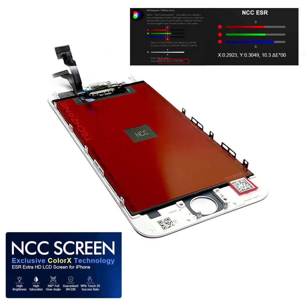(Iphone 6 4.7" ) Ncc Esr Lcd Touch Screen Display Digitizer For Iphone 6 6S 7 8 Plus + White 5060549576577