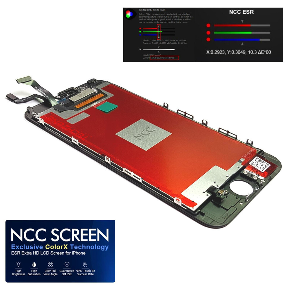 (Iphone 6S 4.7" ) Ncc Esr Lcd Touch Screen Display Digitizer For Iphone 6 6S 7 8 Plus + Black 5060549576607