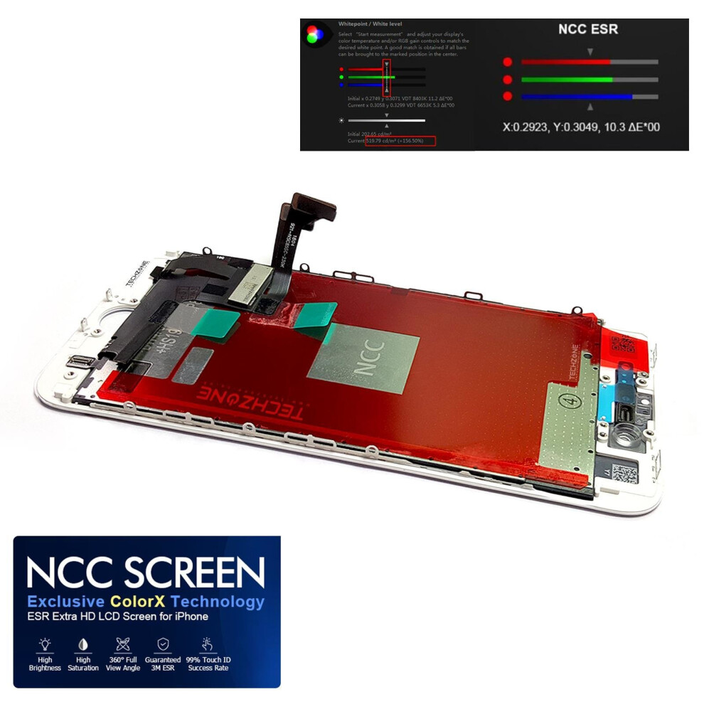 (Iphone 8 ) Ncc Esr Lcd Touch Screen Display Digitizer For Iphone 6 6S 7 8 Plus + White 5060549576676