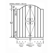 (850-910mm GAP X 942mm High galvanised) Henley Scroll Garden Gates galvanised metal iron