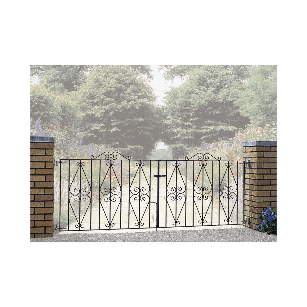 (3353mm (11ft) GAP X 914mm High Galvanised) Stirling Scroll Driveway Gates Galvanised Metal