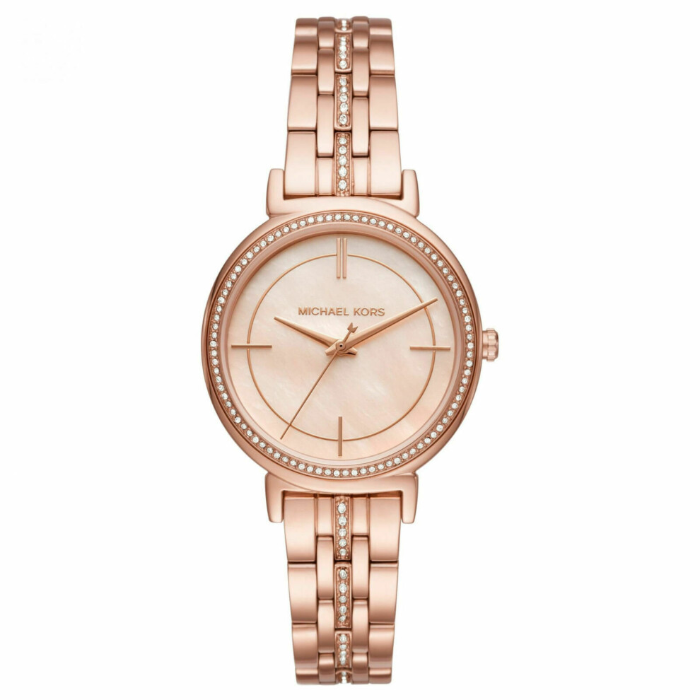 Michael Kors Cinthia Mop Dial Rose Crystal Pave Ladies Watch Mk3643