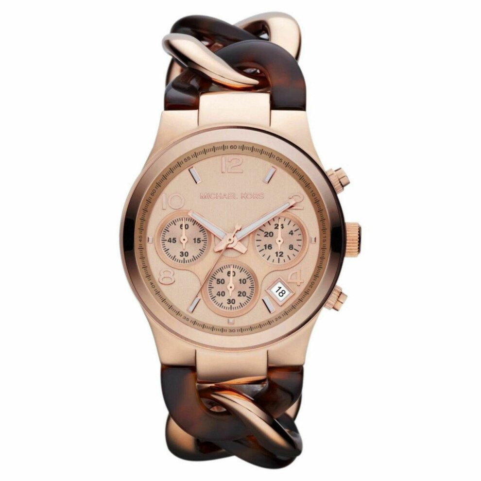 Michael Kors Runway Tortoise Twist Rose Gold Ladies Watch MK4269