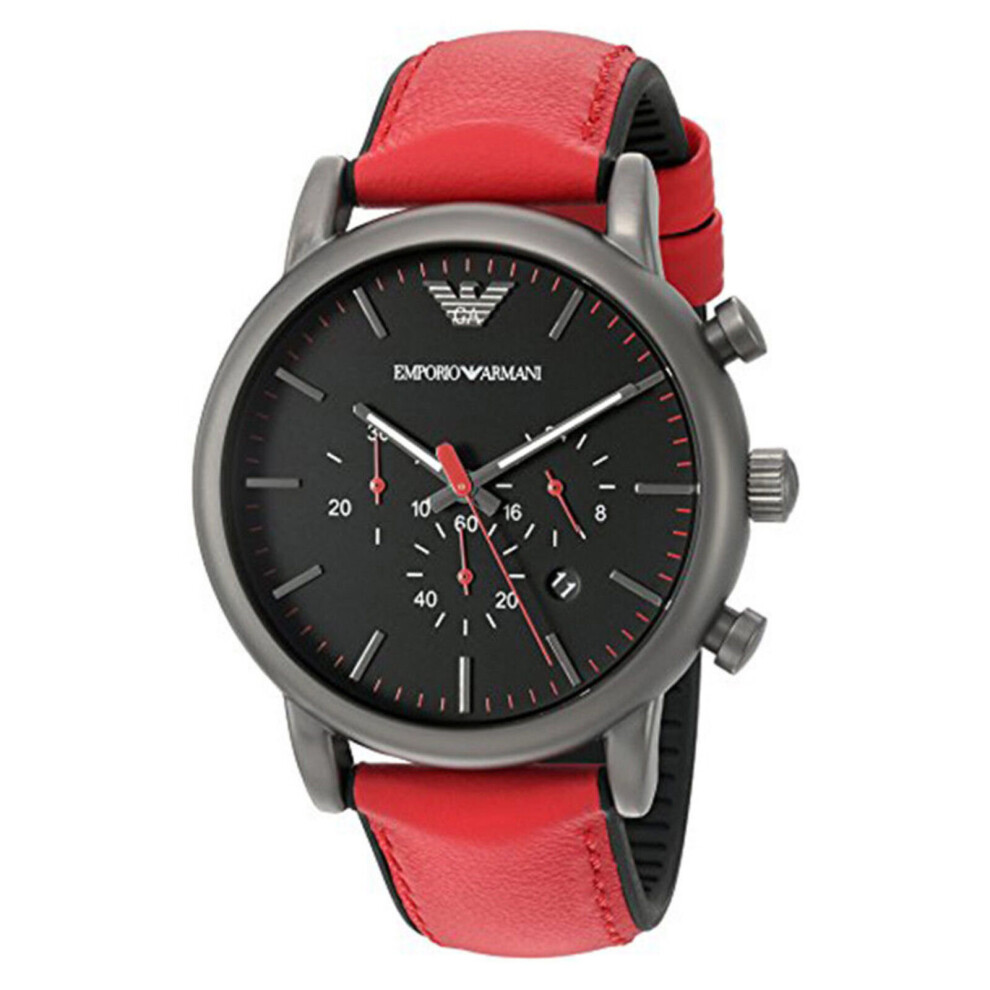 Emporio Armani Luigi Chronograph Black Dial Leather Men's Watch AR1971
