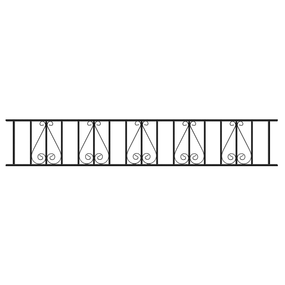 (1830mm (6ft) GAP X 403mm High Galvanised) Stirling Scroll Garden Railings metal fence fencing