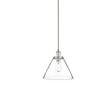 Searchlight Pyramid 1 Light Pendant Satin Silver Clear Pyramid Glass Shade
