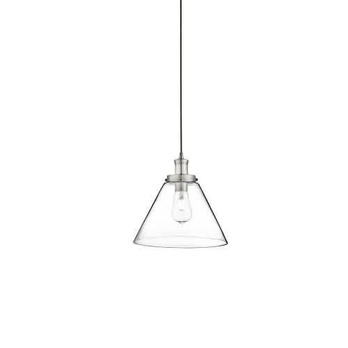 Searchlight Searchlight Pyramid 1 Light Pendant Satin Silver Clear Pyramid Glass Shade