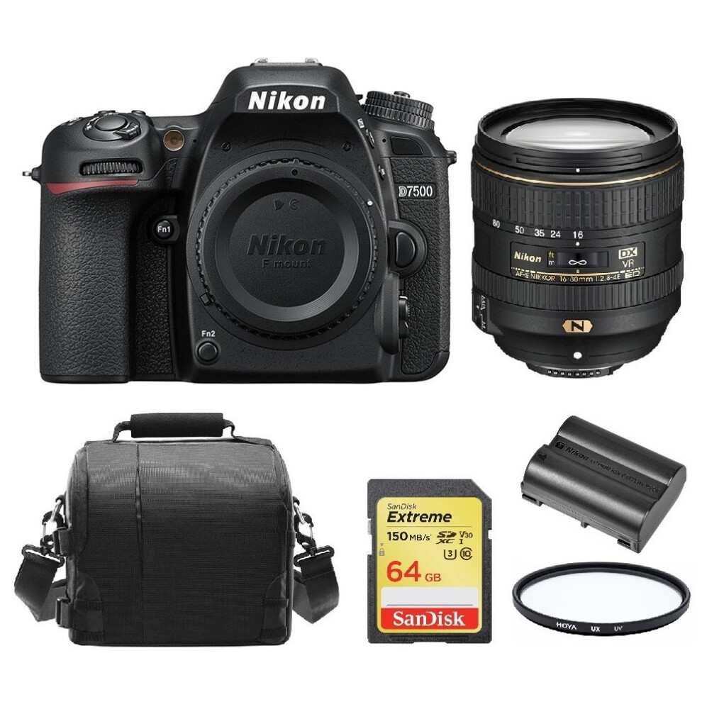 NIKON D7500+AF-S DX 16-80MM ED VR+64GB SDcard+Bag+EN-EL15A+72mm Filter