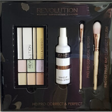Revolution Correct & Perfect Gift Set Fixing Spray, Colour Corrector, Brushes