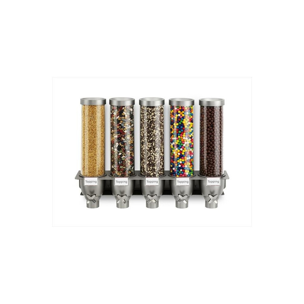 Rosseto EZ527 Five Container Ice Cream Topping Candy Wall Mount Dispenser - 1.3 Gallon Each
