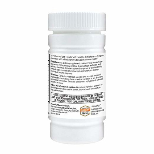 21st Century, Φίλοι Ζωολογικού Κήπου με Extra C, Πορτοκαλί, 60 Chewable Tablets 2