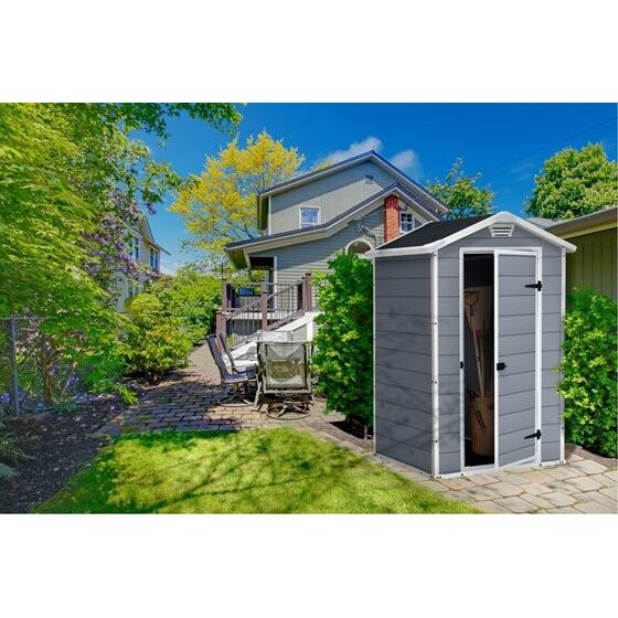 Keter Manor 4 x 3' Grey Plastic Storage Shed | Grey Garden Shed on OnBuy